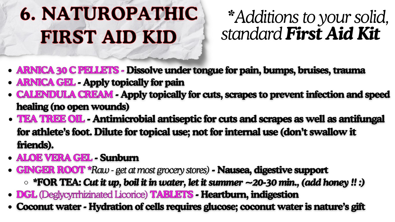 Naturopathic first aid kit additions